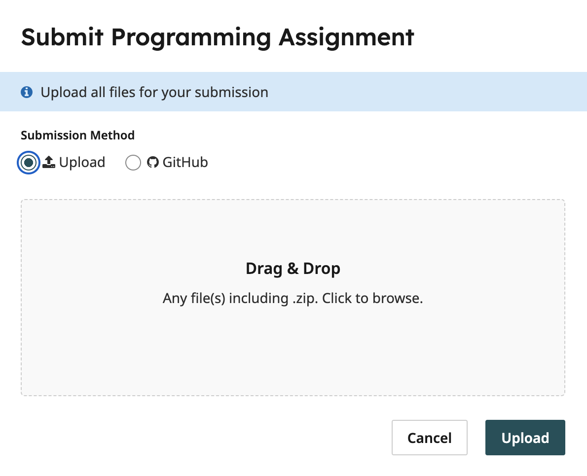 Gradescope submission as a .zip.